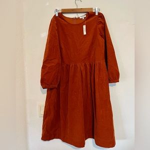 Madewell Corduroy Puff-Sleeve Mini Dress size M NWT